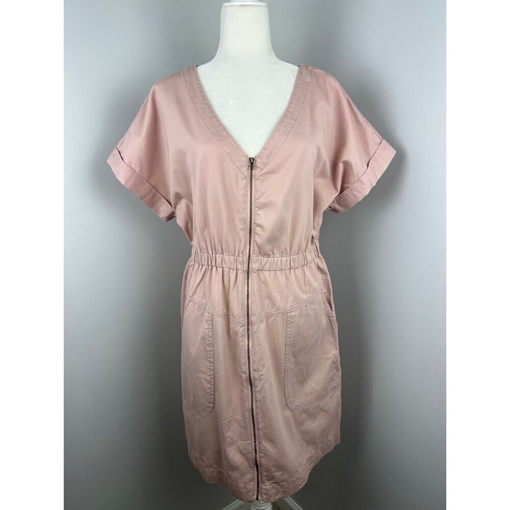 Universal Thread Dusty Pink Short Sleeved Zip Up Utility Boiler Dress Pockets